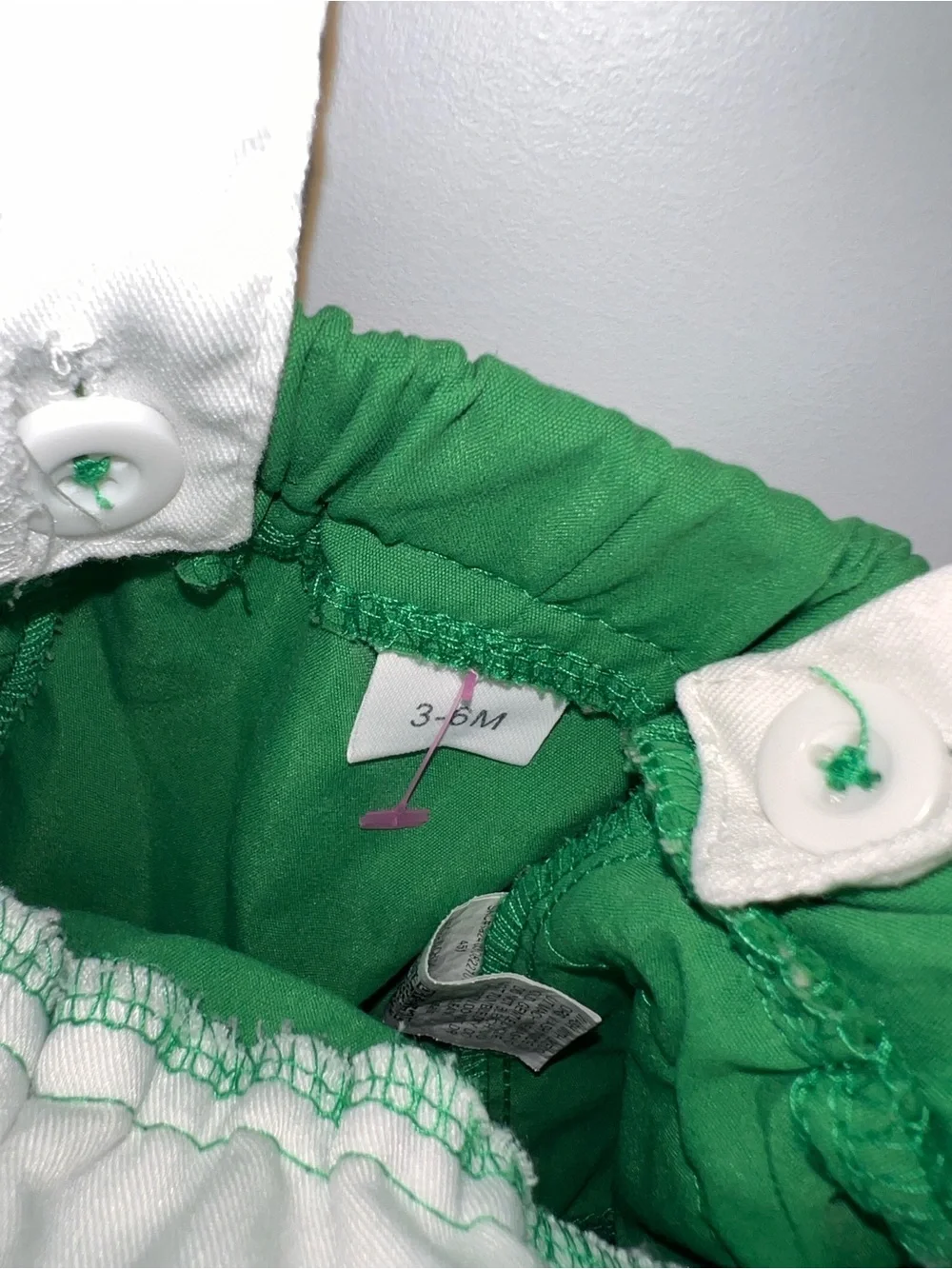 White Eyelet Romper with Green Avocado Appliqué